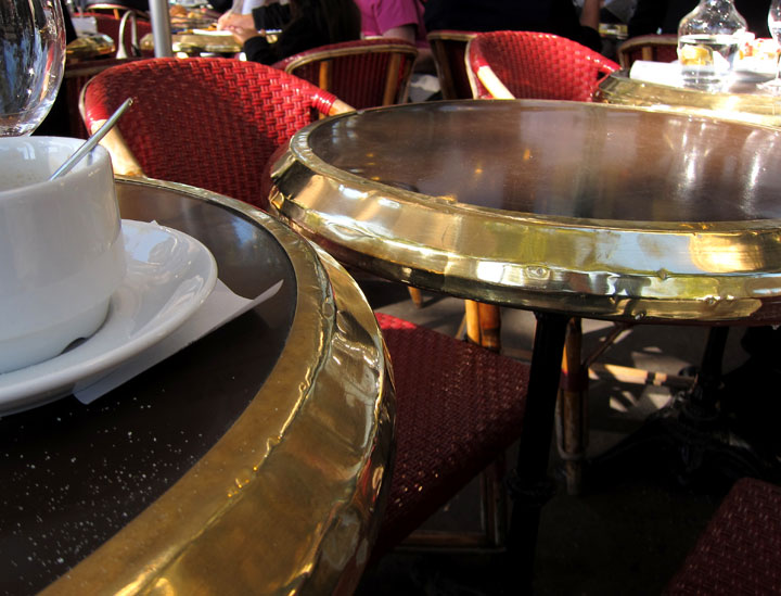 Typical bashed Paris bistrot table